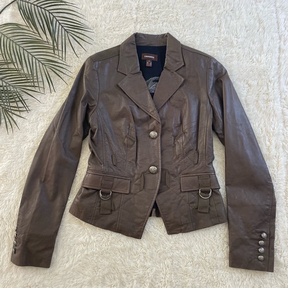 Beautiful Danier Leather Elegant Military Blazer Jacket